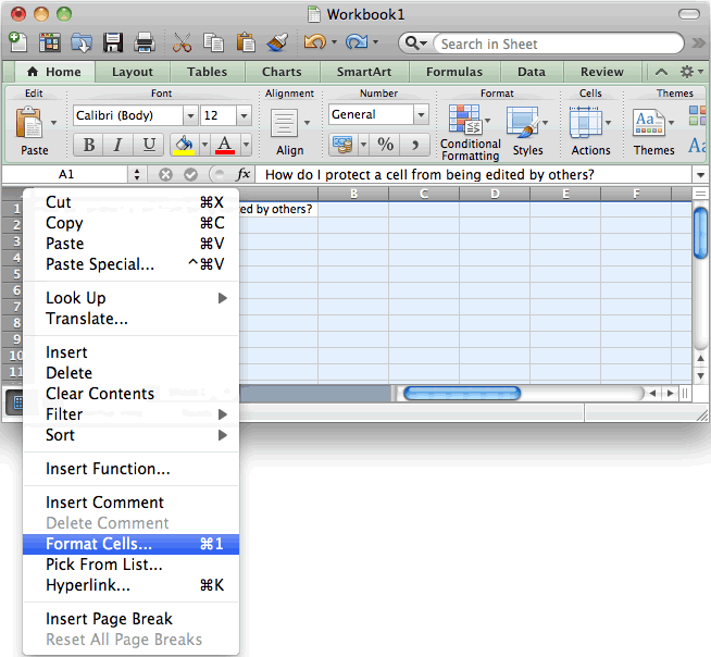 Excel For Mac, Protect Sheet