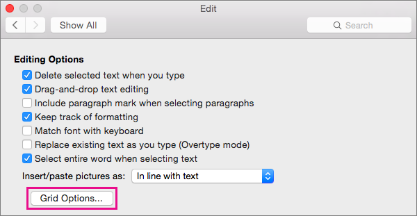 Where Are The Editing Options In Word For Mac